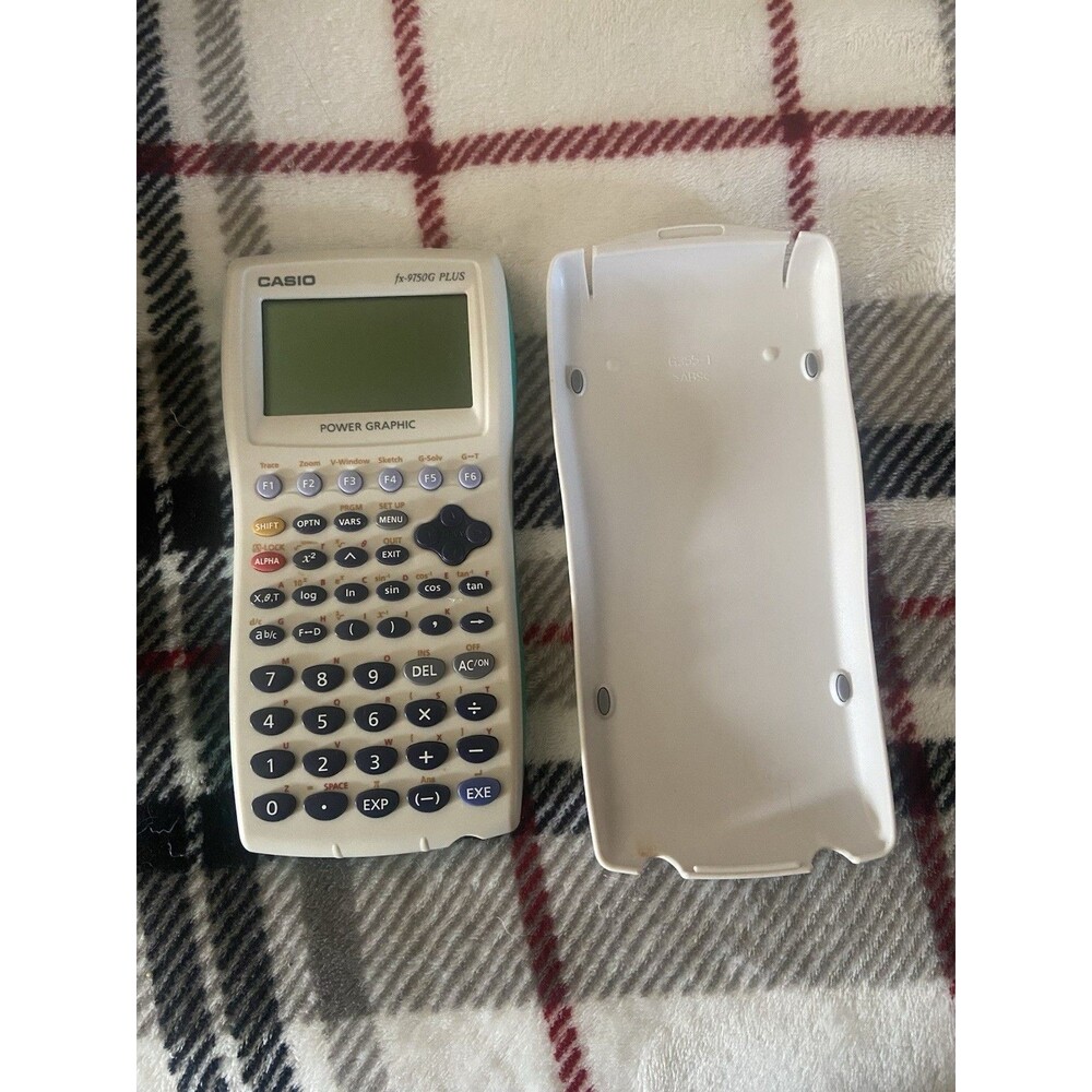 Vintage Casio fx-9750G PLUS Graphing Calculator Power Graphic White Green